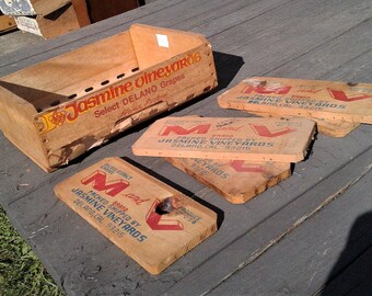 Native Son Table Grape Wooden Box Ends Produce Box Label Vintage 