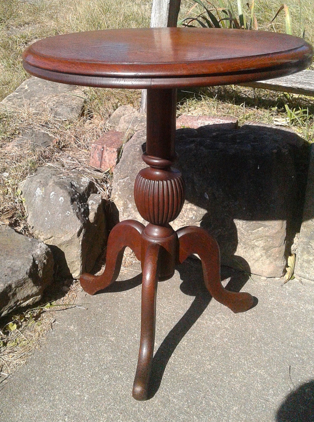 Antique Quarter Sawn Oak 3 Legged Round Top Pedestal Lamp Etsy