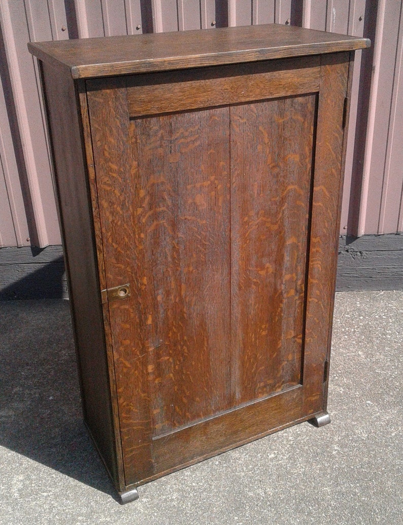 Antique Mission Style One Door Document Flat File Storage Cabinet Quarter Sawn Oak 1910 image 1
