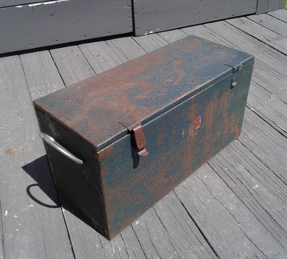 Antique Metal Ice Chest Cooler Box Galvanized Interior Steel Etsy