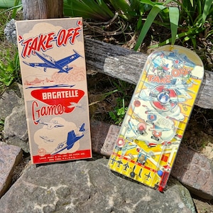Vintage NOS Fighter Planes Take-Off Bagatelle Pinball Game Marx in Original Box