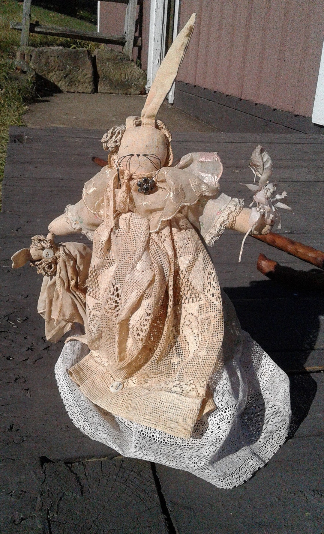 Vintage Primitive Bunny Rabbit Doll Amelia W Baby Bunny Doll - Etsy