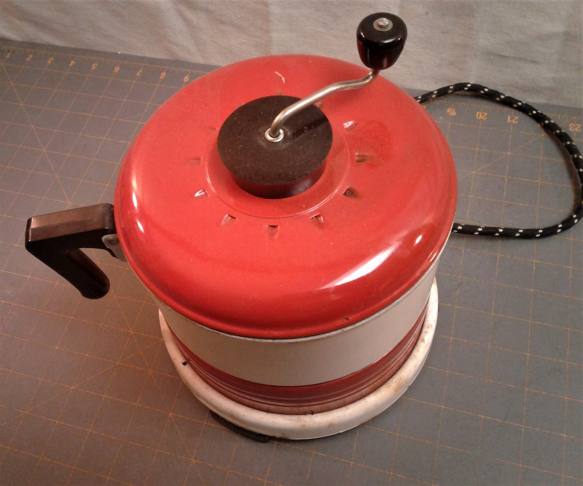 Antique Electric Hot Plate Hand Crank Popcorn Popper Etsy