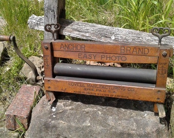 Antique Hand Crank Primitive Wringer Anchor Brand Easy Photo No. 316 Lovell Mfg