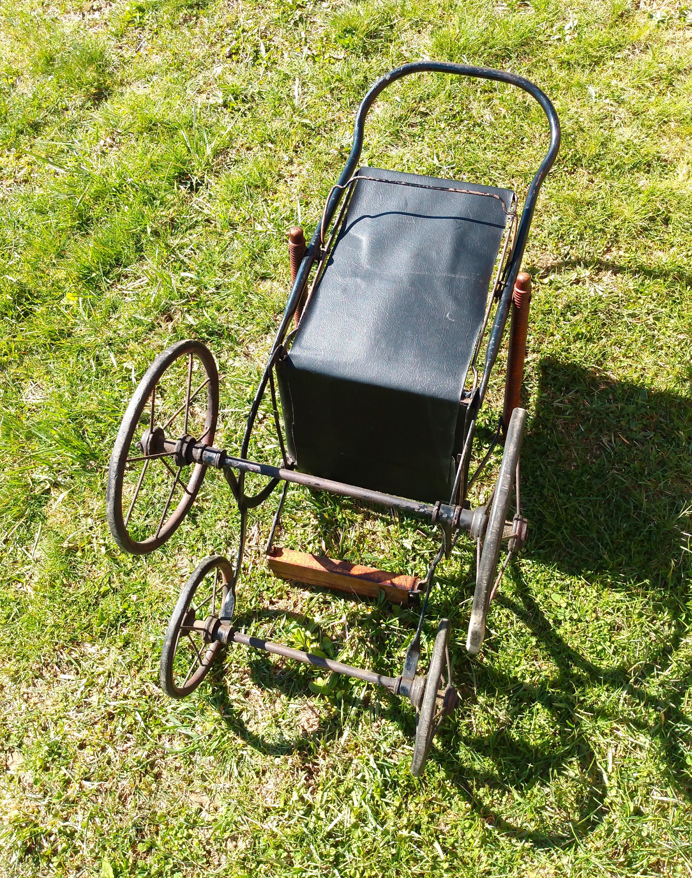 Antique Baby Doll Stroller Carriage With Steel Frame and