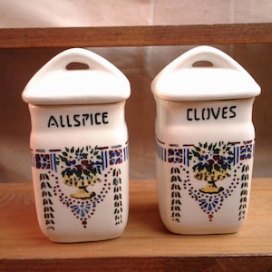 2 Antique Spice Jars Allspice and Cloves Czechoslovakia