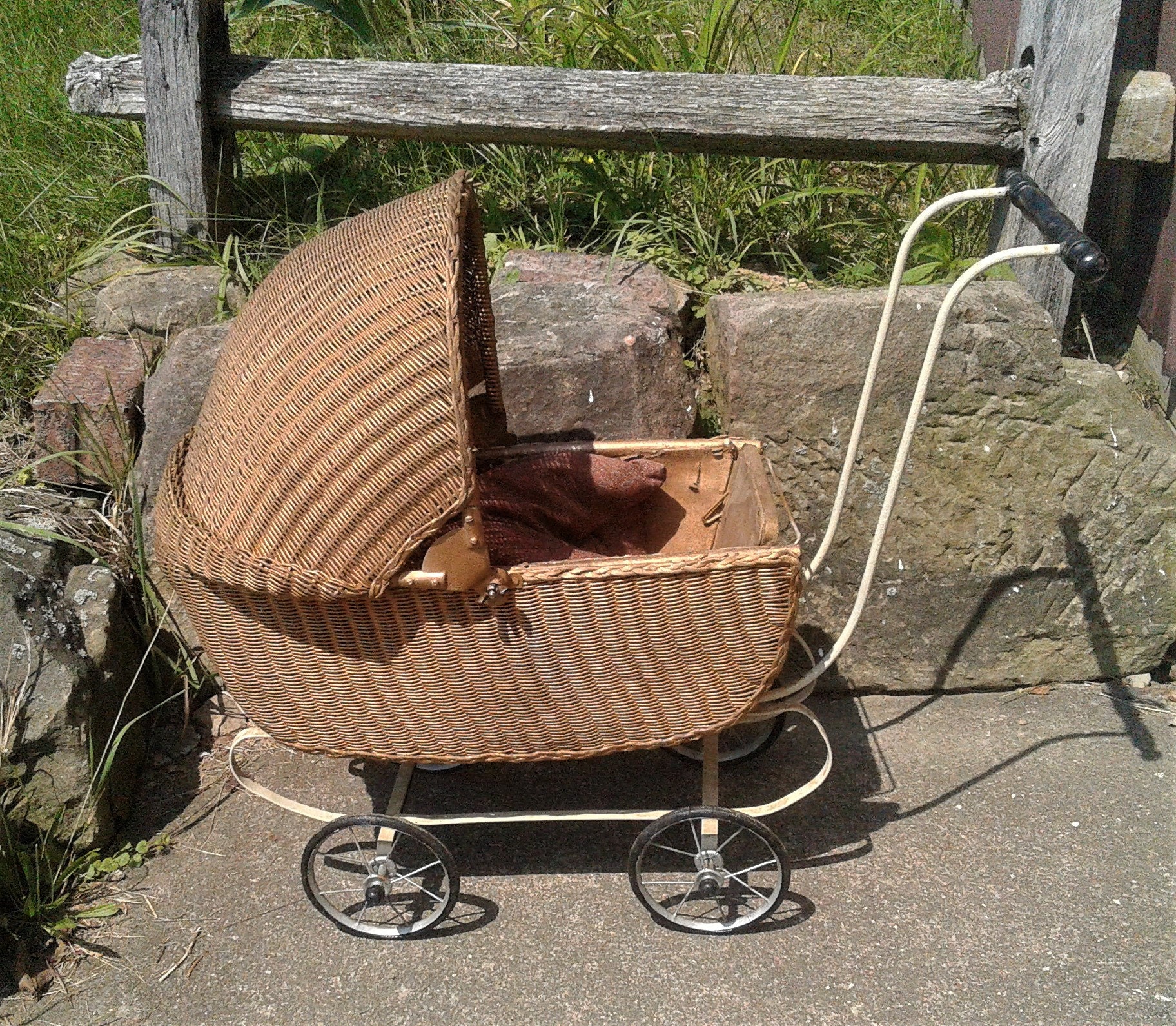Antique Victorian Wicker Baby Stroller Carriage Buggy Pram w Hidden  Compartment at 1stDibs