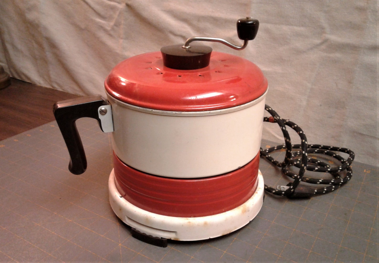 Antique Electric Hot Plate Hand Crank Popcorn Popper Etsy