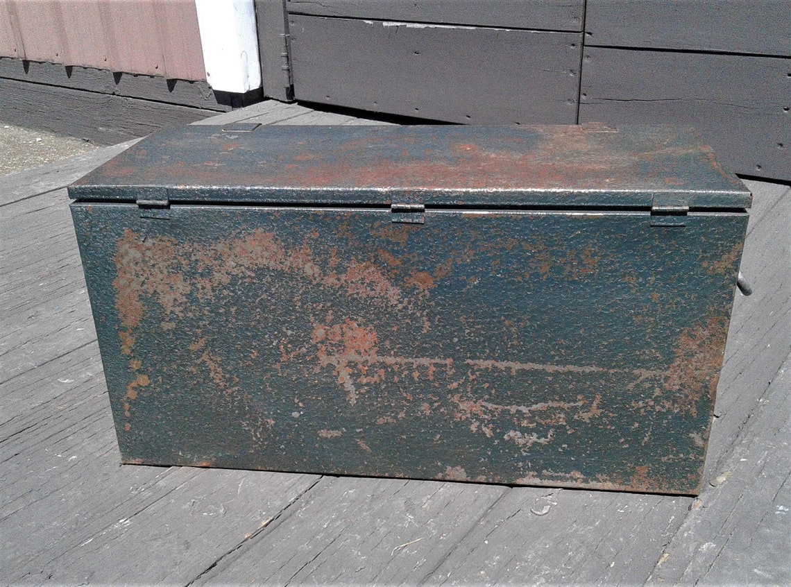 Antique Metal Ice Chest Cooler Box Galvanized Interior Steel Etsy