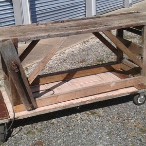 Antique Weathered Primitive Carpenters Work Bench 1900s Era