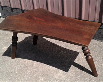 Antique Primitive Solid Walnut Live Edge Plank Bench 1900s Era