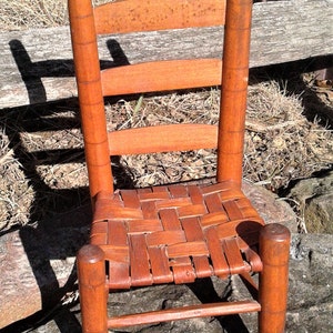 4 Vintage Dollhouse Miniature Ladder Back Chairs Rope Seats 1:12th