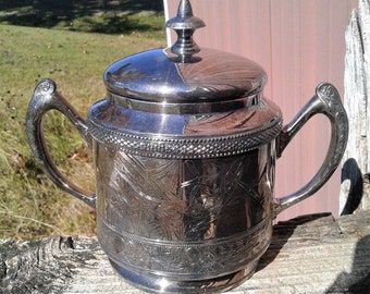 Antique Silver Triple Plate Hall Elton & Co Covered Sugar