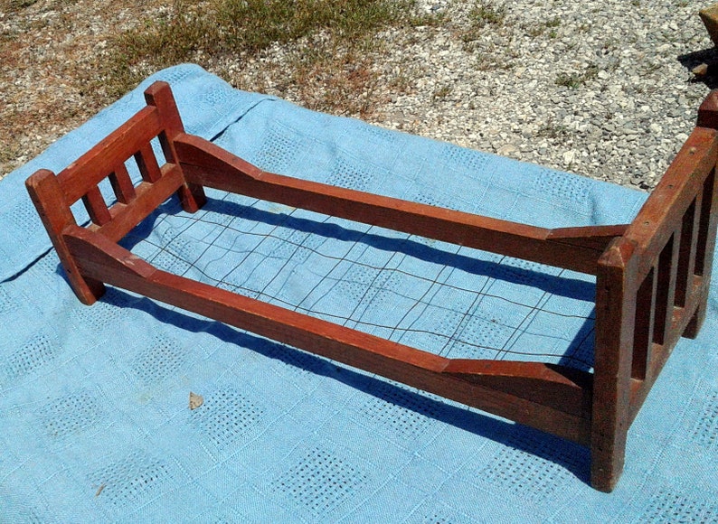Antique Doll Bed Original Red Finish 1920 Era Pine Handmade Etsy
