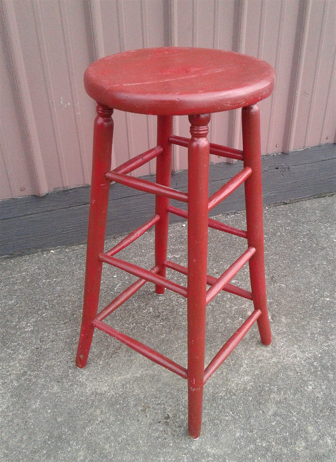 Antique Tall Red Wooden Stool w/ Splayed Legs 1900s Era Etsy