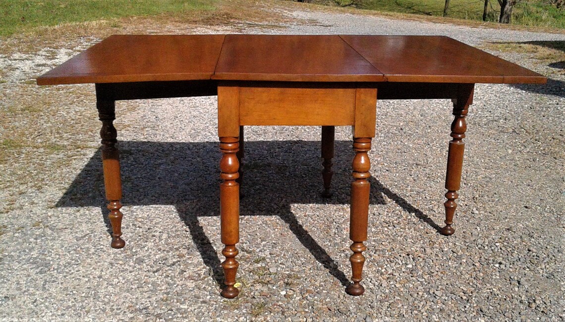 Antique Cherry Drop Leaf Gate Leg Table W 6 Legs 1850s Era Etsy