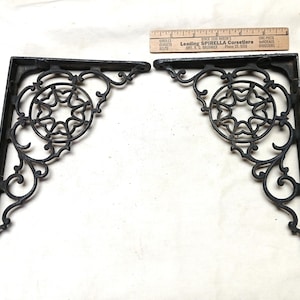 Pair of Antique Cast Iron Victorian Style Shelf Brackets 1880s Era