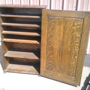 Antique Mission Style One Door Document Flat File Storage Cabinet Quarter Sawn Oak 1910 image 3