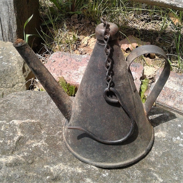 Antique Pittsburgh Coal Miners Hanging Tea Pot Oil Lamp Lantern 8 Inches Tall