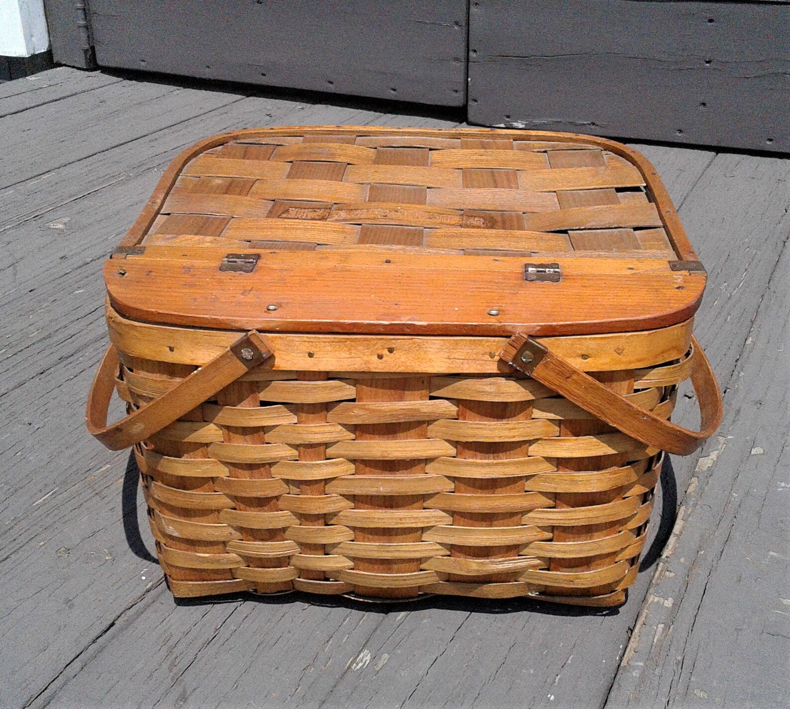 Antique Splint Oak Picnic Pie Basket W/ Woven Lid and Inner Etsy