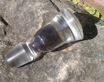 Antique Large Heavy Glass Decanter Stopper or Bottle Stopper w Ground Glass Edge