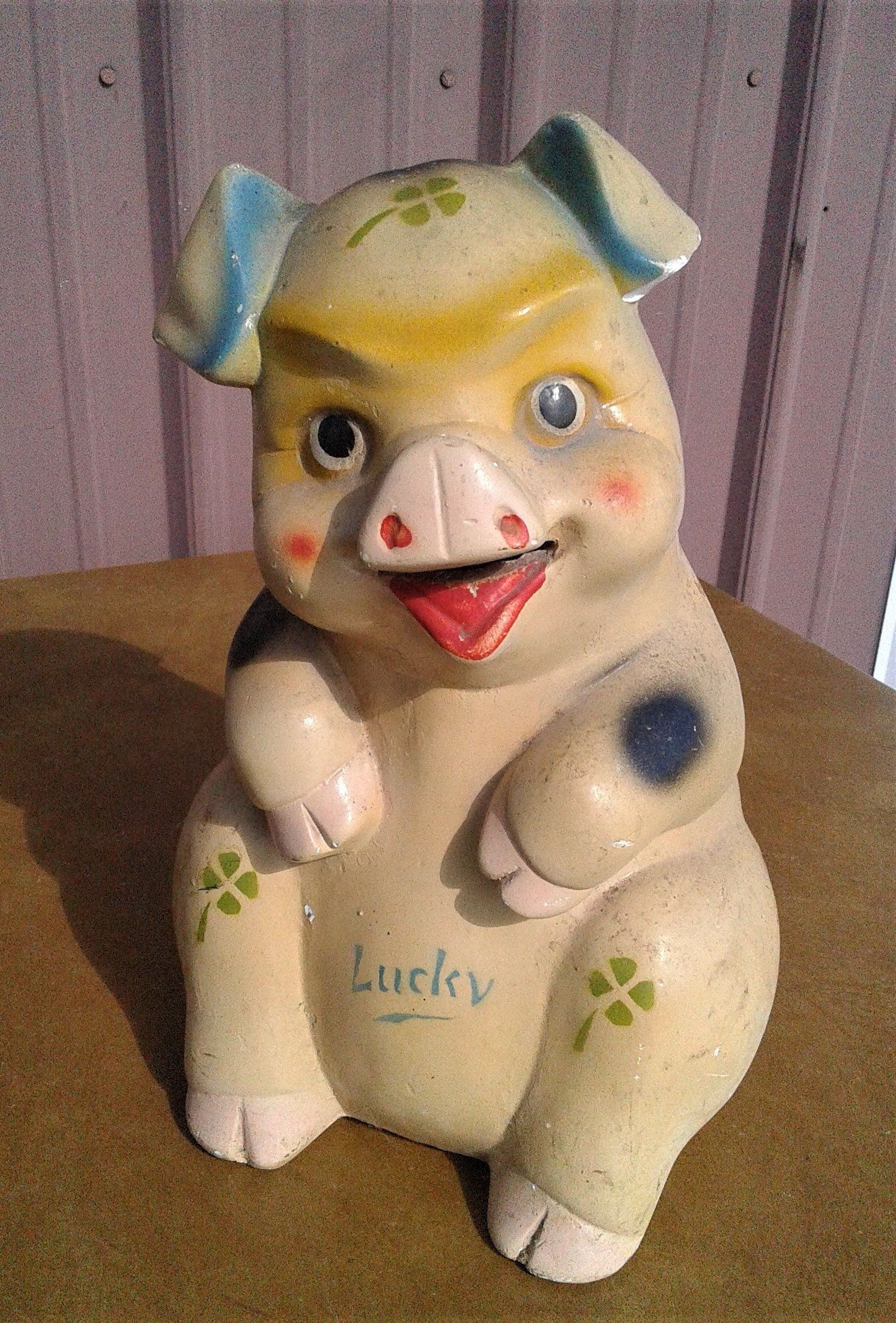 1940's Vintage Gold Piggy Bank  Chalk Ware Piggy Bank - Ruby Lane