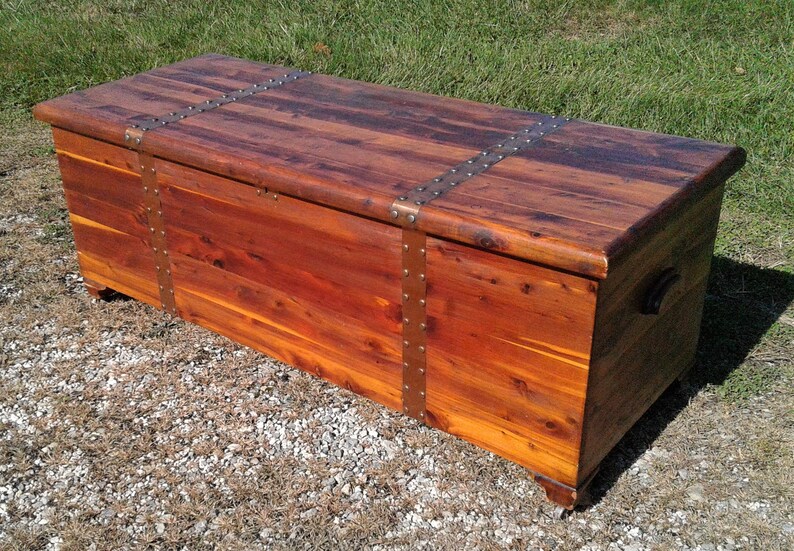 Antique Red Cedar Chest Copper Banding w/ Rivets American Etsy