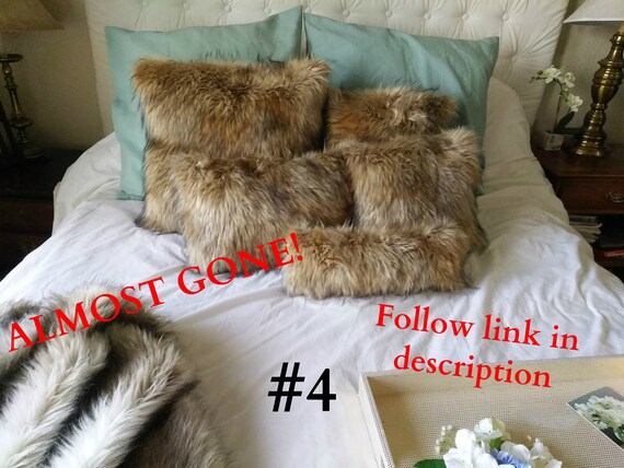 Plush Faux Fur Pillow Square or Lumbar Plush Faux Fur Down Filled Throw Pillow