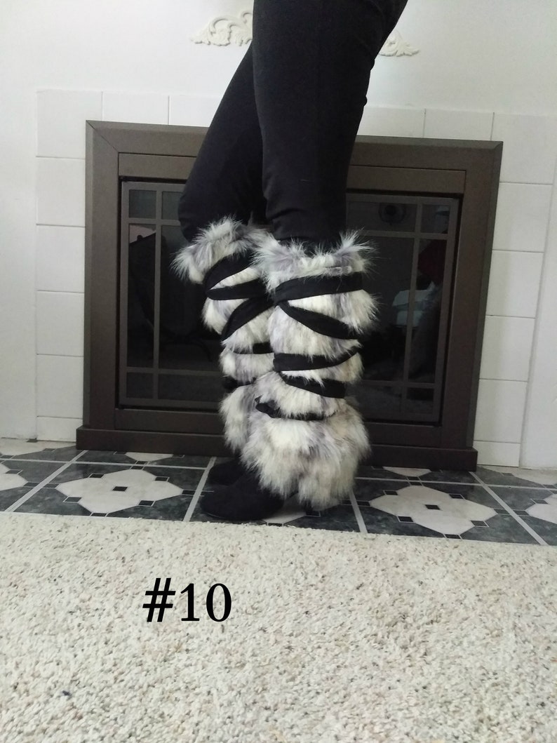 faux fur leg warmers boot covers