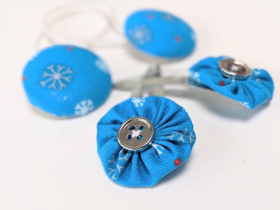 Damen & Mädchen Weihnachts-Haarspangen Set – Schneeflocke Mit Strass, 6-teilig In Blau
