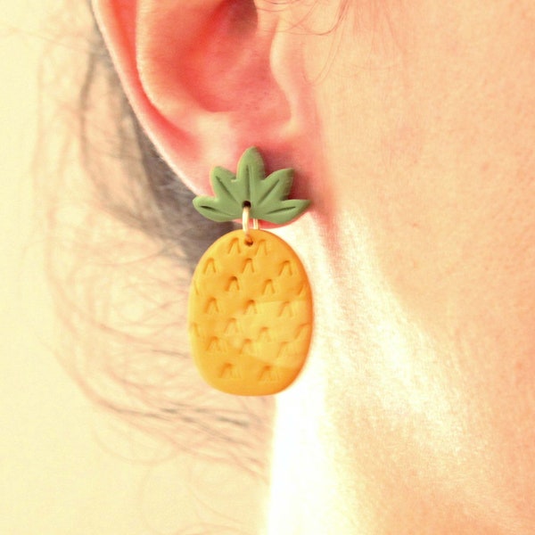 PINEAPPLES // Fruit Earrings, Pineapple Dangle Earrings, Polymer Clay Earrings, Fruit Earrings, Statment Earrings, Pineapple Earrings