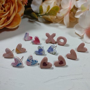 VALENTINES Stud Pack // Polymer Clay Stud Earrings, Heart Stud Pack, Valentines Stud Pack, Clay Earrings, Stud Pack