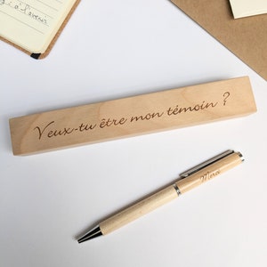 Custom pen engraved with your text, wooden case in option, personalized gift for Wedding, birthday retirement