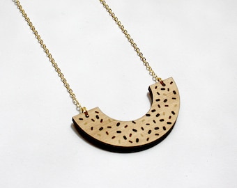 Geometrische Halskette Wald, Kreis, Nuggets Inspiration Musterentwurf Memphis, grafische Edelstein Schmuck Kunsthandwerk Geschenk-Frankreich