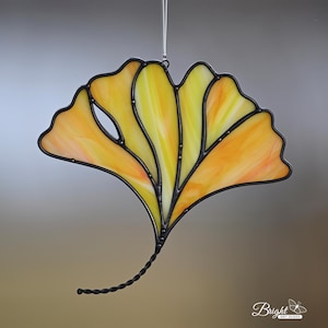 Stained Glass Ginkgo Biloba Leaf Suncatcher Handmade Glass Leaf Art Housewarming Gift Idea Ginkgo Lover Gift Window or Wall Art Home Decor