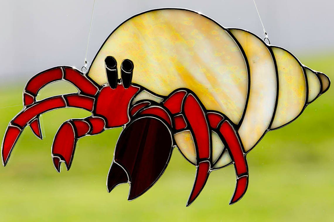 Stained glass hermit crab suncatcher stain glass hermit crab Etsy