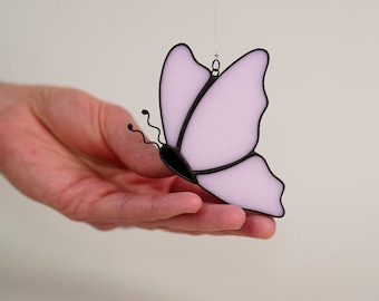 Pink Butterfly, Stained Glass Butterfly Suncatcher, Baby Room Decor, Wedding Gift