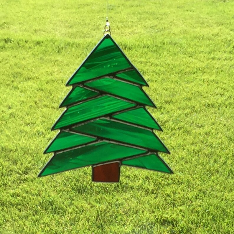 Stained glass christmas tree suncatcher stain glass christmas Etsy