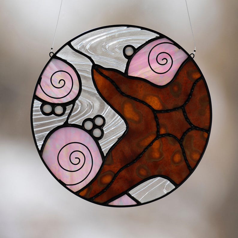 Handmade Stained Glass Suncatcher Starfish Design Ocean Theme Beach House Coastal Nautical Gift Perfect Sea Star Window Hanging Wall Art Marine Creature Sun Catcher Copper Foil Wrapped Hand Cut Glass Pieces Artisan Crafted Quality Coastal