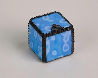 Stained Glass Box Octopus Jewelry Holder Handmade Wedding Present Engagement Ring Case Proposal Keepsake Gift Tiny Box Small Trinket
