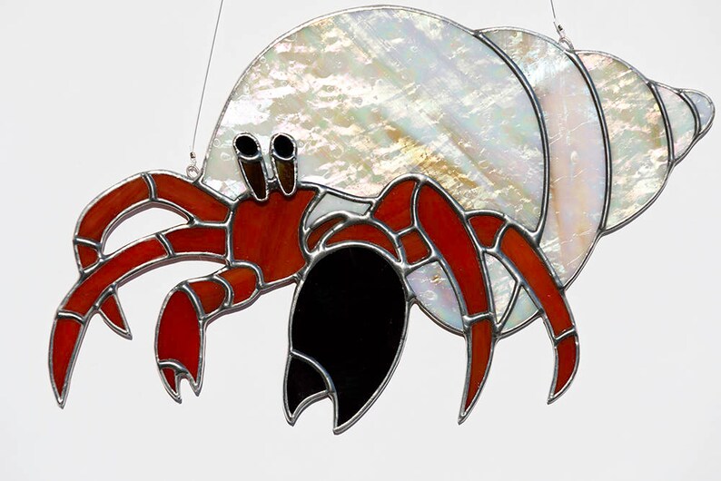 Stained glass hermit crab suncatcher stain glass hermit crab Etsy