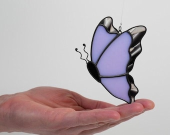 Monarch Butterfly Suncatcher Window Hanging Purple Butterfly Art Gift Transformation Milestone Custom Stained Glass Modern Handmade Nature