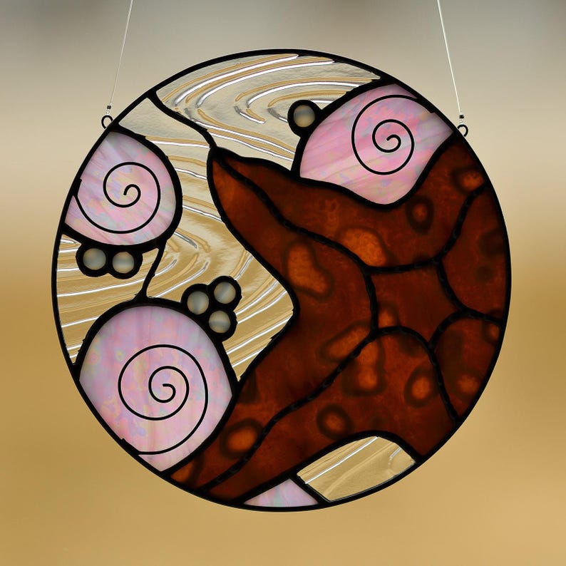 Artisan Crafted Glass Starfish Suncatcher Handmade Stained Glass Window Hanging Ocean Theme Beach House Coastal Wall Art Nautical Gift Sea Star Ornament Marine Creature Sun Catcher Copper Foil Construction Hand Cut Glass Pieces Perfect