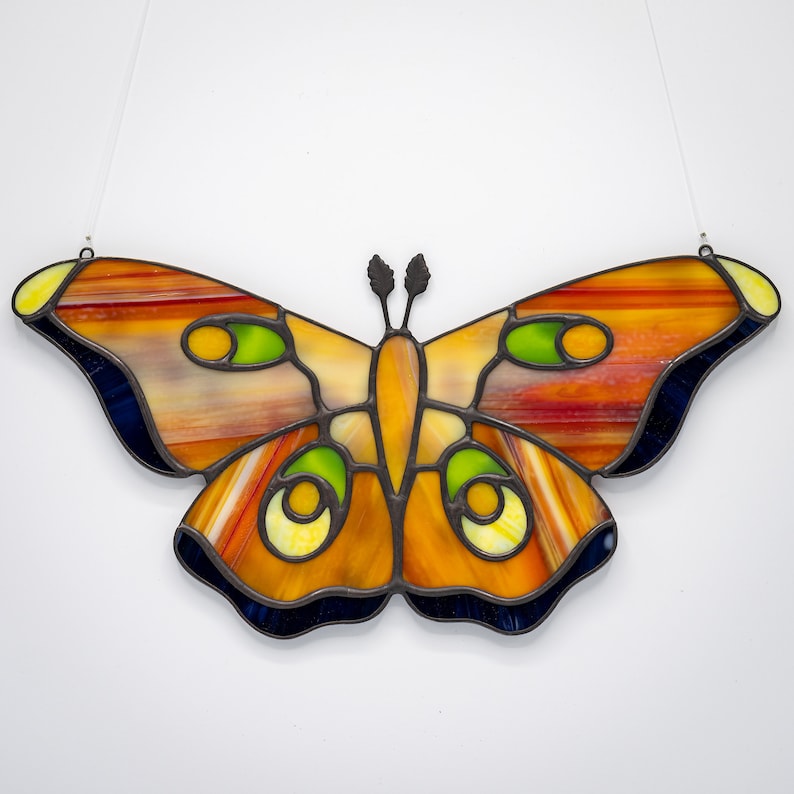 Suncatcher Moth Suncatcher Stained Glass Moth Handmade Etsy