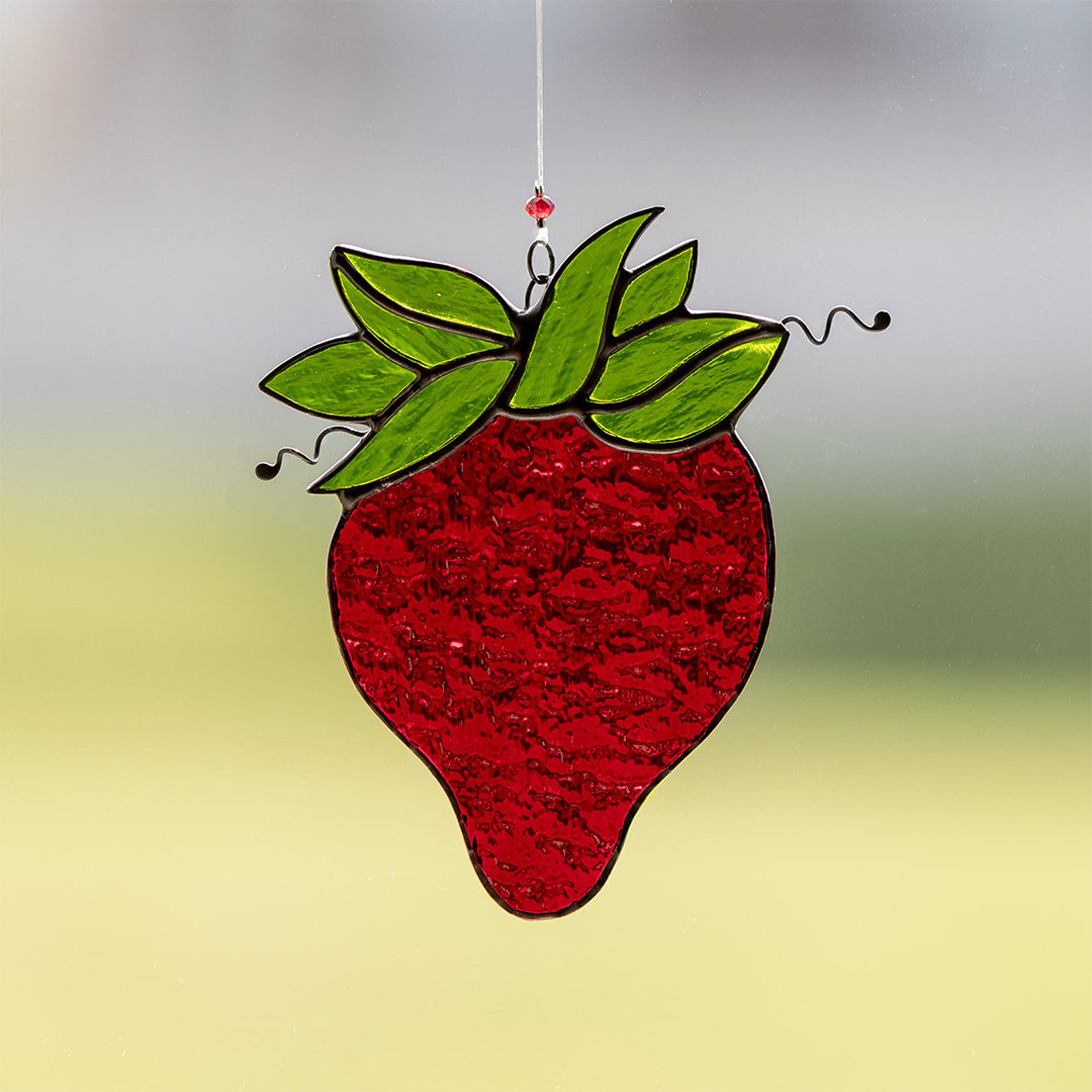 Strawberry stained glass strawberry suncatcher stain glass Etsy
