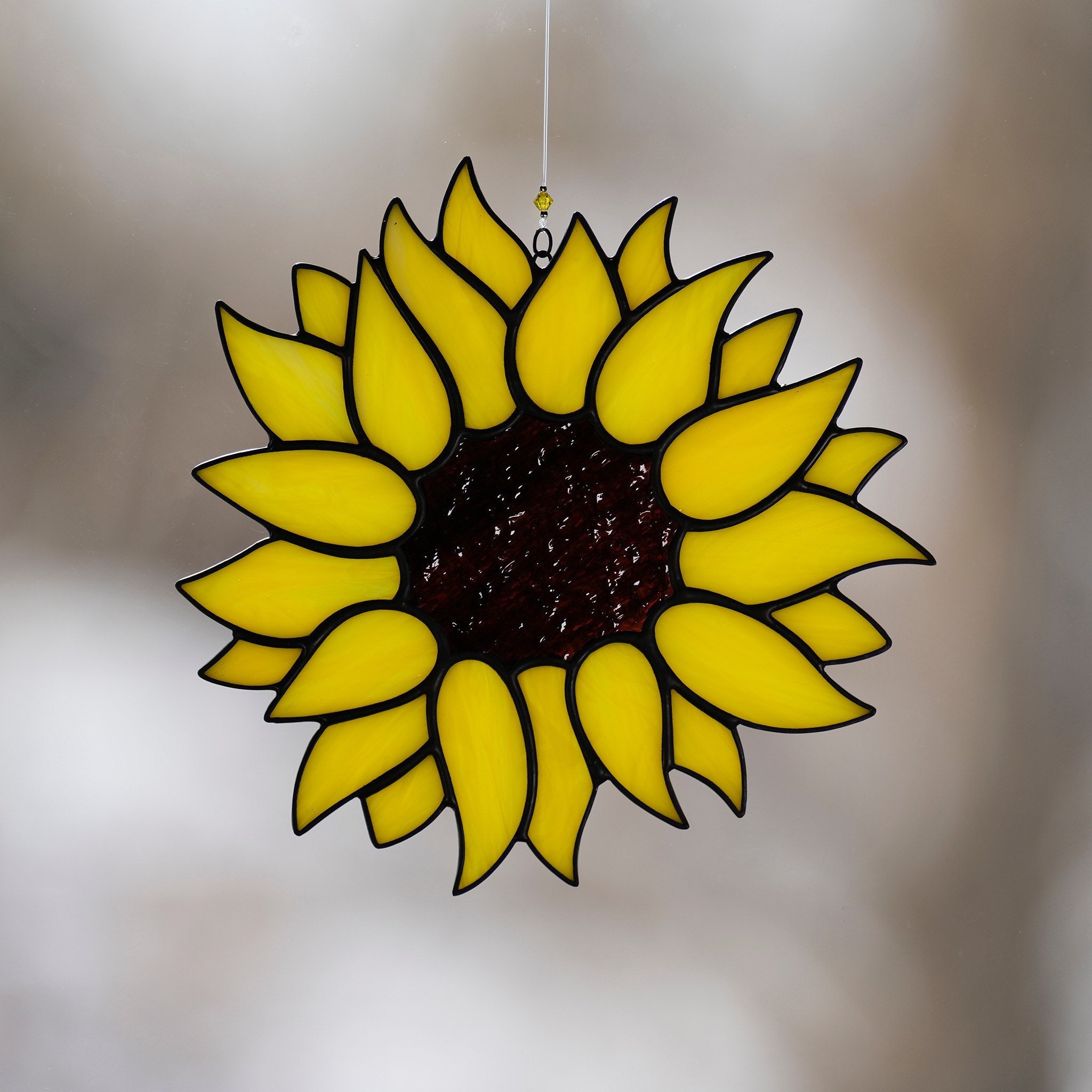 Sunflower Stained Glass Sunflower Suncatcher Stain Glass Etsy