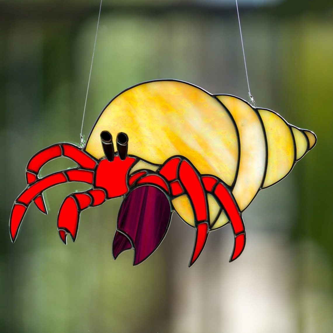 Stained glass hermit crab suncatcher stain glass hermit crab Etsy