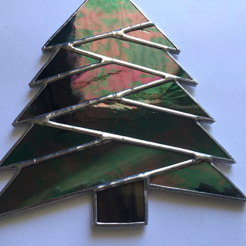 Stained glass christmas tree suncatcher stain glass christmas Etsy
