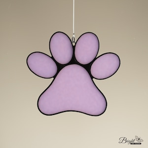 Stained glass paw print suncatcher, pet memorial gift, purple dog paw print, animal paw print, animal lover