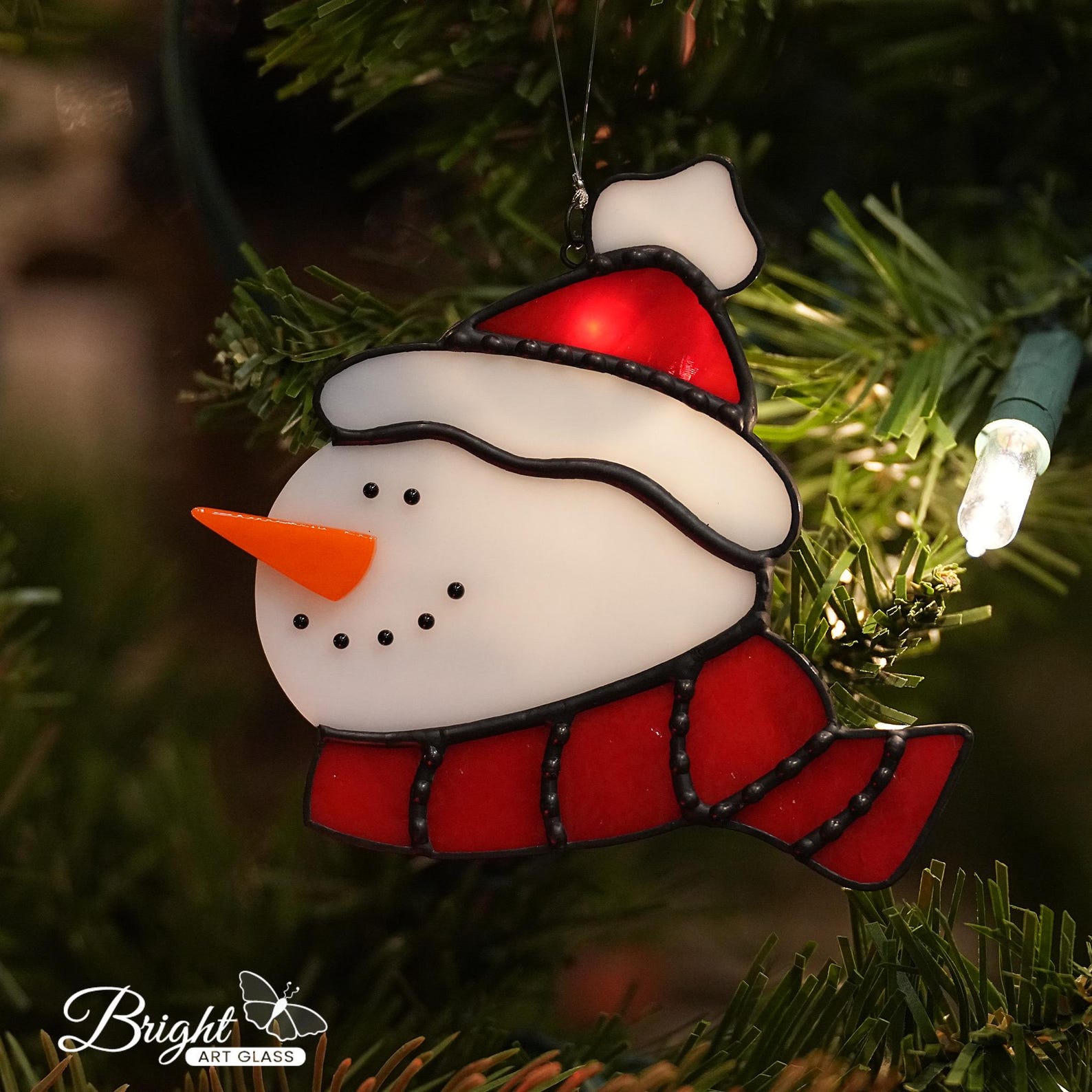 Stained Glass Snowman Ornament: Handmade Christmas Tree Decoration - Etsy